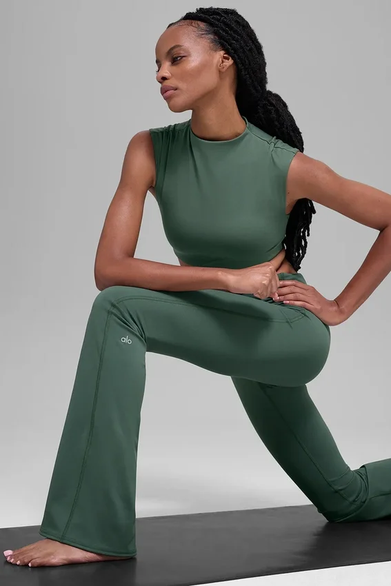 Alo Softsculpt Capped Out Kurzarmshirt – Clover Green