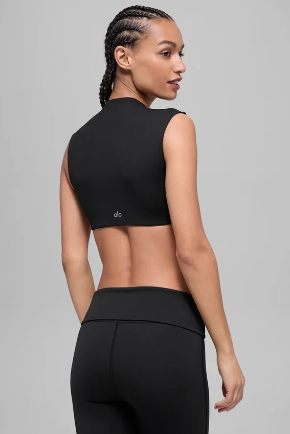 Alo Softsculpt Capped Out Kurzarmshirt – Schwarz