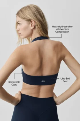 Alo Softsculpt „Feel the Heat“ Neckholder-BH – Navy