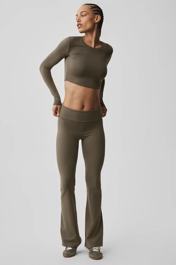 Alo Softsculpt Foldover Flare Legging – Olive Tree