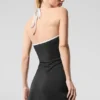 Alo Softsculpt Halter-Tennis-Kleid – Schwarz/Weiß