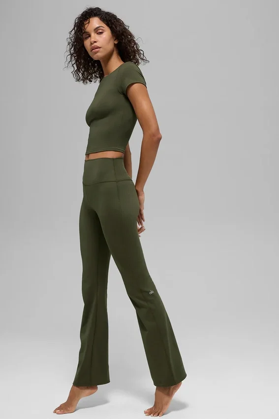 Alo Softsculpt High-Waist Bootcut Leggings – Olivgrün