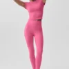 Alo Softsculpt Precision Kurzarmshirt – Paradise Pink