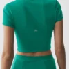 Alo Softsculpt Kurzarmshirt mit durchgehendem Reißverschluss – Emerald Isle