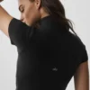 Alo Softsculpt Kurzarmshirt mit durchgehendem Reißverschluss – Schwarz