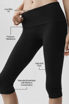 Alo Softsculpt Low-Rise Foldover Capri – Schwarz