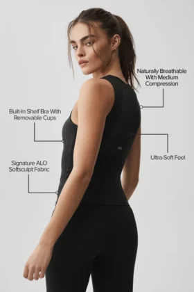 Alo Softsculpt No Nonsense BH-Tanktop – Schwarz