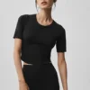 Alo Softsculpt Precision Half Sleeve Tee – Schwarz