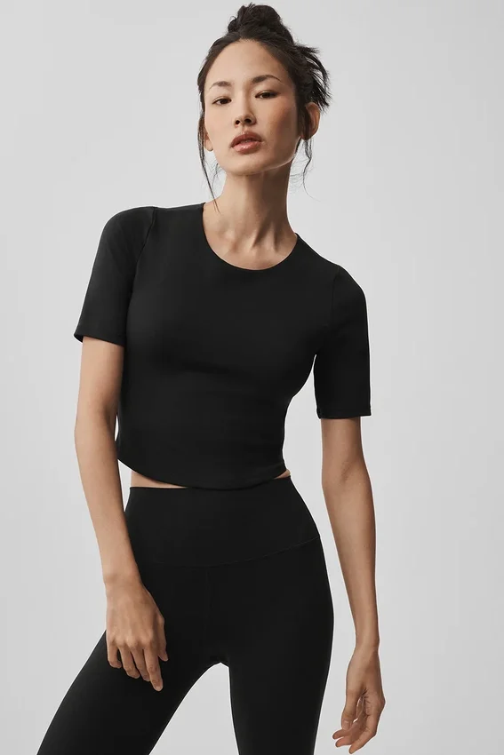 Alo Softsculpt Precision Half Sleeve Tee – Schwarz