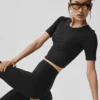 Alo Softsculpt Precision Half Sleeve Tee – Schwarz