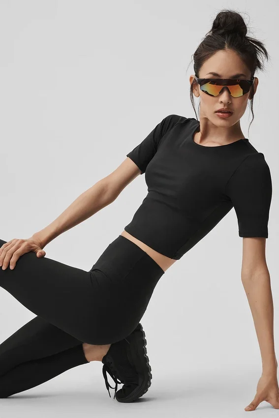 Alo Softsculpt Precision Half Sleeve Tee – Schwarz