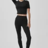 Alo Softsculpt Precision Half Sleeve Tee – Schwarz