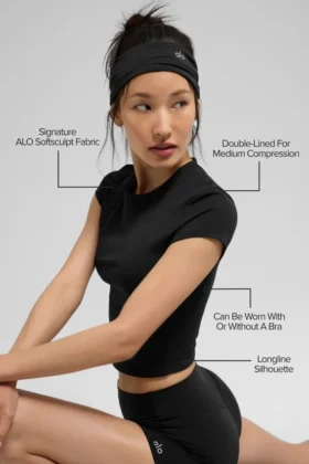 Alo Softsculpt Precision Kurzarmshirt – Schwarz