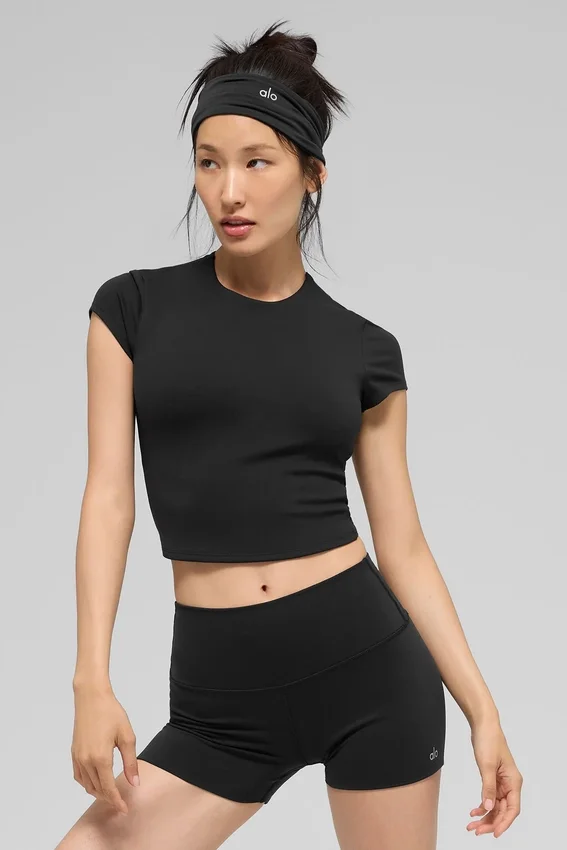 Alo Softsculpt Precision Kurzarmshirt – Schwarz