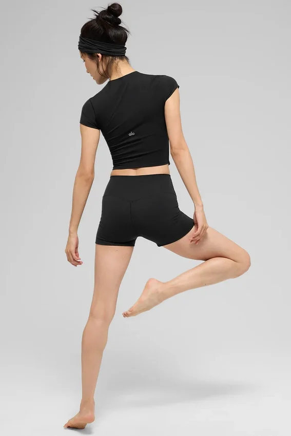 Alo Softsculpt Precision Kurzarmshirt – Schwarz