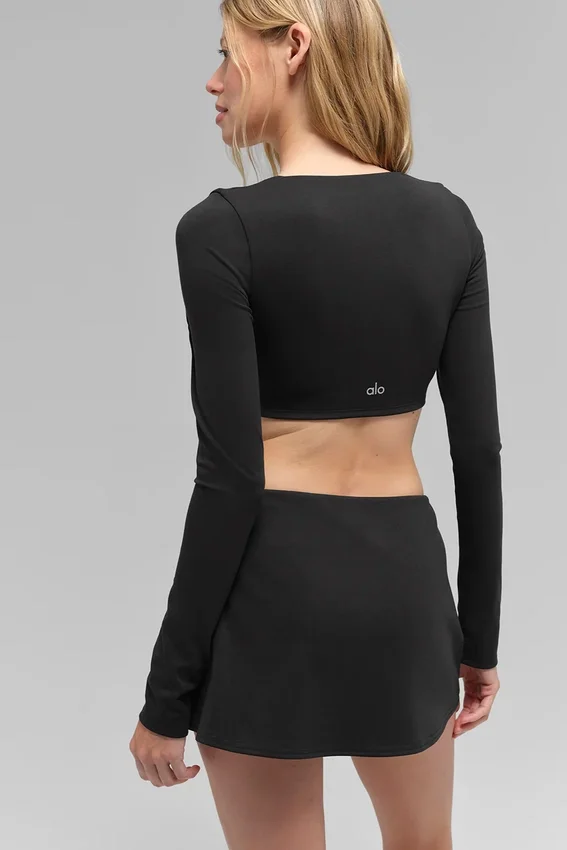 Alo Softsculpt Precision Langarmshirt-BH – Schwarz