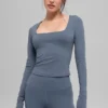 Alo Softsculpt Precision Langarmshirt – Bluestone