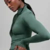 Alo Softsculpt Precision Langarmshirt mit 1/4-Reißverschluss – Clover Green