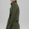 Alo Softsculpt Precision Langarmshirt mit 1/4-Reißverschluss – Green Olive