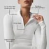 Alo Softsculpt Precision Langarmshirt mit 1/4-Reißverschluss – Weiß