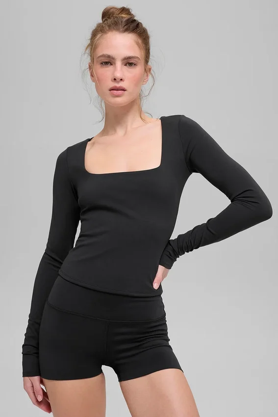 Alo Softsculpt Precision Langarmshirt – Schwarz