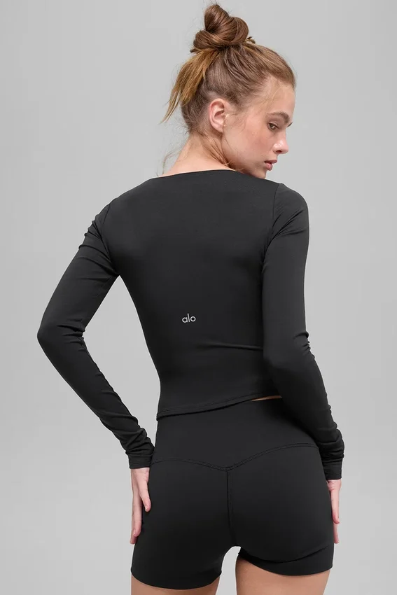 Alo Softsculpt Precision Langarmshirt – Schwarz