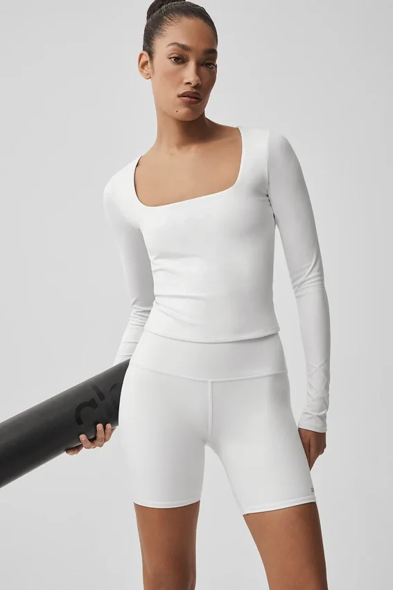 Alo Softsculpt Precision Langarmshirt – Weiß