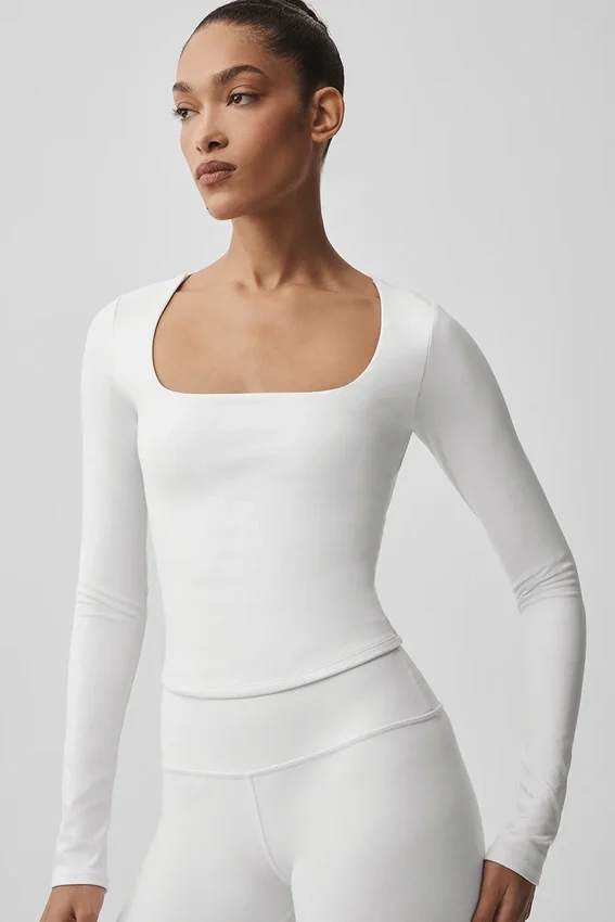 Alo Softsculpt Precision Langarmshirt – Weiß