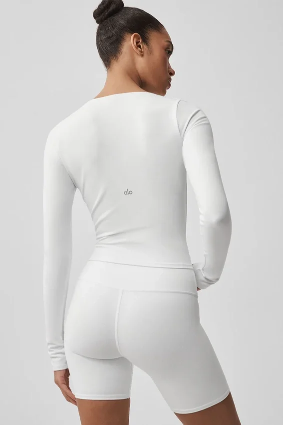 Alo Softsculpt Precision Langarmshirt – Weiß