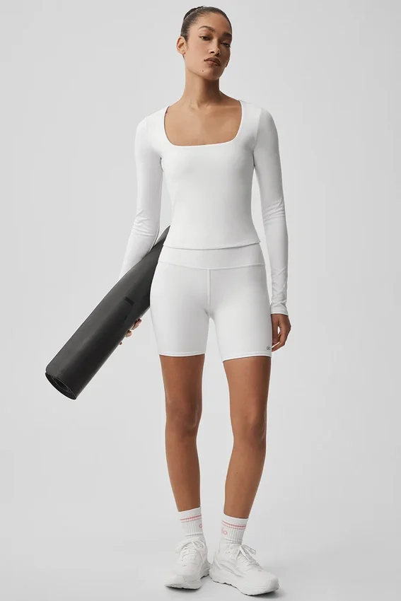 Alo Softsculpt Precision Langarmshirt – Weiß