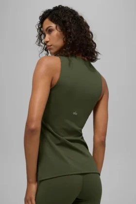 Alo Softsculpt Precision Volllängen-BH-Tanktop – Green Olive
