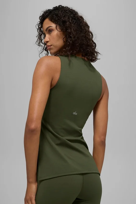 Alo Softsculpt Precision Volllängen-BH-Tanktop – Green Olive