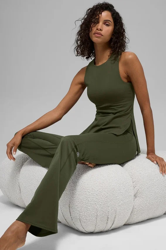 Alo Softsculpt Precision Volllängen-BH-Tanktop – Green Olive