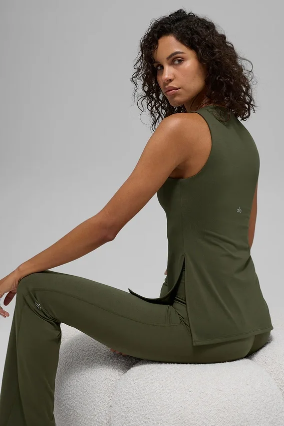 Alo Softsculpt Precision Volllängen-BH-Tanktop – Green Olive