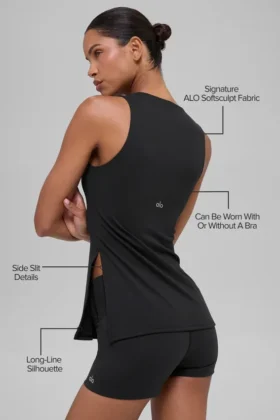 Alo Softsculpt Precision Volllängen-BH-Tanktop – Schwarz