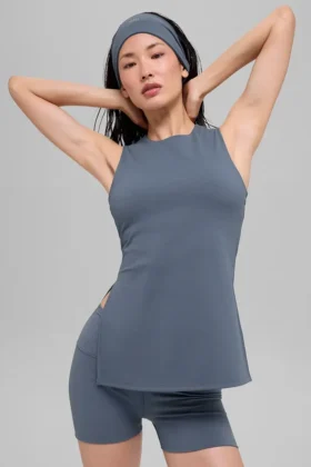 Alo Softsculpt Precision Volllängen-BH-Top – Bluestone