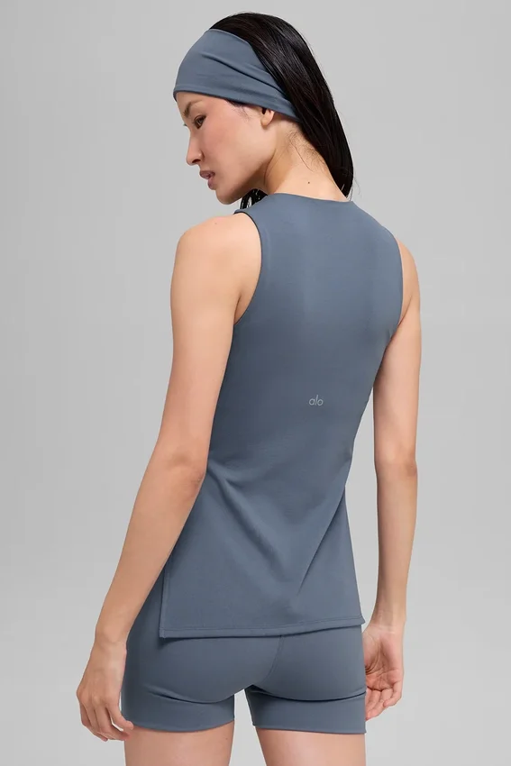 Alo Softsculpt Precision Volllängen-BH-Top – Bluestone