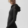 Alo Softsculpt Superset Jacke mit durchgehendem Reißverschluss – Schwarz