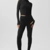Alo Softsculpt Superset Jacke mit durchgehendem Reißverschluss – Schwarz