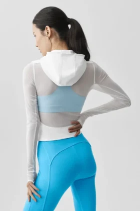 Alo Softsculpt Superset Jacke mit durchgehendem Reißverschluss – Weiß