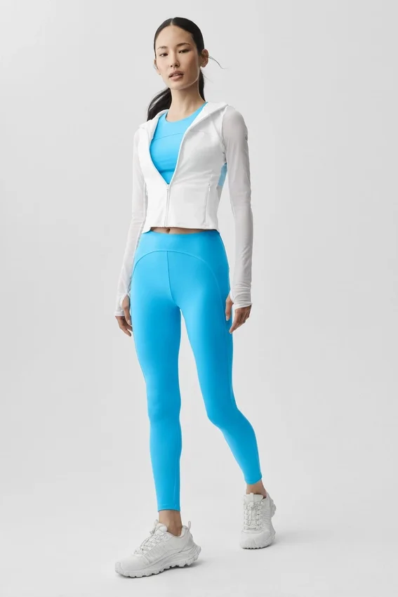 Alo Softsculpt Superset Jacke mit durchgehendem Reißverschluss – Weiß