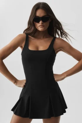 Alo Softsculpt Topspin Tenniskleid – Schwarz