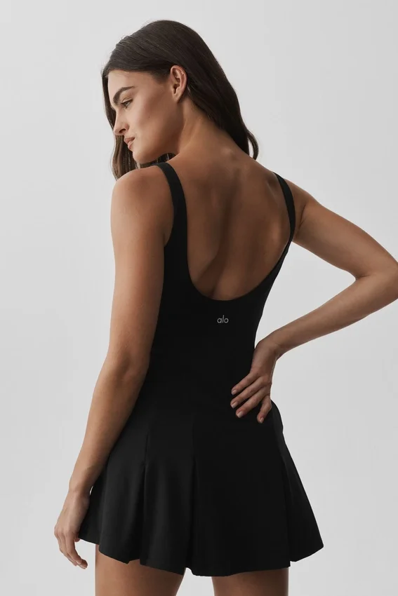 Alo Softsculpt Topspin Tenniskleid – Schwarz