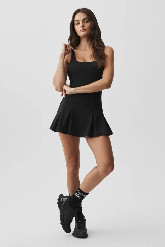 Alo Softsculpt Topspin Tenniskleid – Schwarz