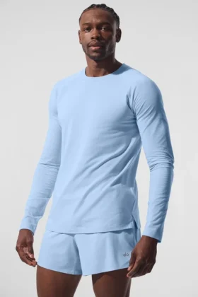 Alo Vapor Langarmshirt mit Rundhalsausschnitt – Seashell Blue