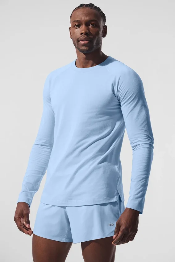 Alo Vapor Langarmshirt mit Rundhalsausschnitt – Seashell Blue