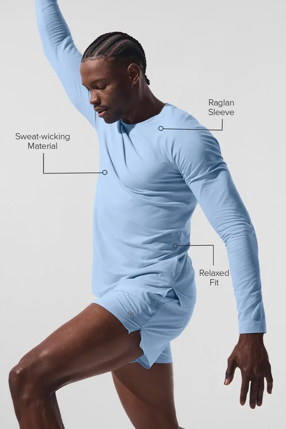 Alo Vapor Langarmshirt mit Rundhalsausschnitt – Seashell Blue