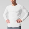 Alo Vapor Langarmshirt mit Rundhalsausschnitt – Weiß