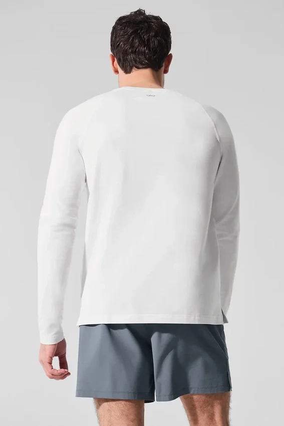 Alo Vapor Langarmshirt mit Rundhalsausschnitt – Weiß