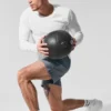 Alo Vapor Langarmshirt mit Rundhalsausschnitt – Weiß